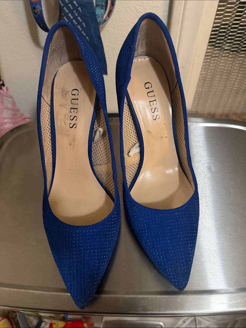 Guess Blue Pointed-Toe Suede Pumps